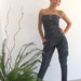 Denim overalls, with links back bustier and pants breeches