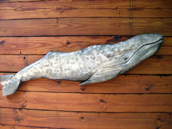 Gray Whale 55 chainsaw wood carving rustic nautical by oceanarts10