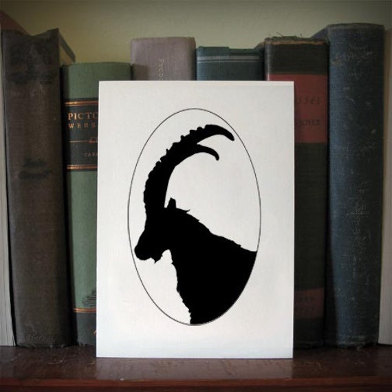 Items similar to I is for ibex animal silhouette on Etsy