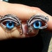 Steampunk - Earrings - Dragon Evil Eye - Sky Blue Gray Storm- OOAK - Color Shift - fun dark macabre creepy - one of a kind 8mm