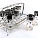 Vintage Cocktail Set / Barware Mid Century with Chrome Caddy and Polka Dots