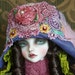 Pretty Felt Flapper Style Hat With Hand Dyed Lace For Ball Jointed Dolls
