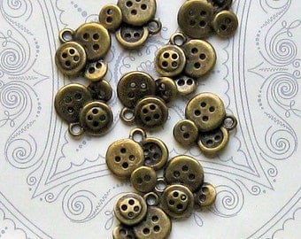 8 Button Charms Antique Bronze Tone - BC084
