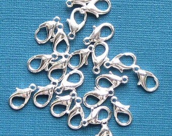 50 Large Lobster Clasps Silver Plated 14mm x 8mm - FF211