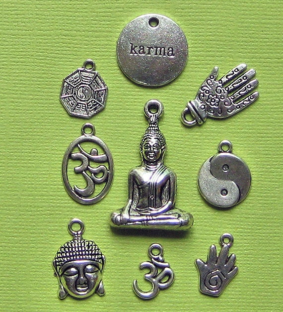 Buddha Charm Collection Antique Silver Tone 9 Different