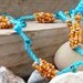 SALE Summer turquoise orange beaded crochet fashion versatile strand necklace / wrap bracelet / anklet / headband. tbteam