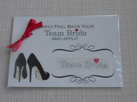 TEAM BRIDE Shoe Sticker with Crystal Red Heart set of 4