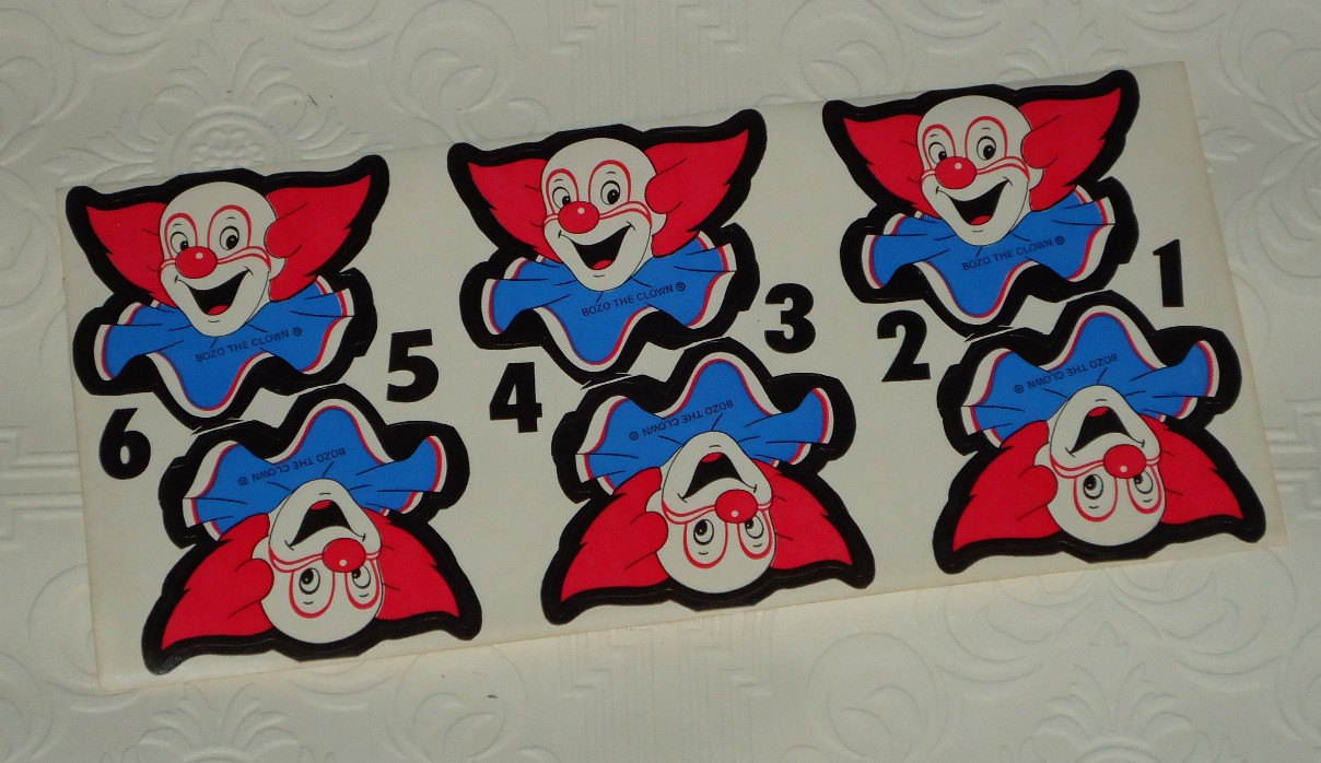 Vintage Bozo The Clown Bozo Bucket Stickers 7094