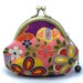 Sakura and Chrysanthemum - Japanese Kimono Fabric-small clutch / Coin purse (JS-22)