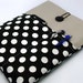 iPad case, iPad cover, iPad sleeve with 2 pockets, PADDED - White polka dots on black