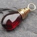 Deep Red Garnet 14k Gold Wire Wrapped Briolette Pendant Dangle