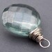 Green Mystic Quartz Faceted Checkerboard Briolette Sterling Silver Wire Wrapped Dangle Pendant