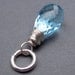 Long Swiss Blue Topaz Sterling Silver Wire Wrapped Gemstone Briolette Pendant Dangle with Sterling Silver Jump Ring