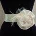 Ivory Floral Bridal Sash, Wedding Belt Sash, Bridal Wedding Sash, Feathers, Rhinstones, Pearls, Birdcage Veil, Bridesmaids Accessories