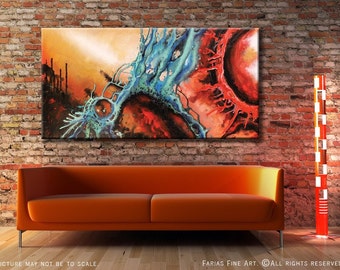 Abstract Painting Modern ORIGINAL Acrylic FIne Art on a 48x24 Canvas by Federico Farias