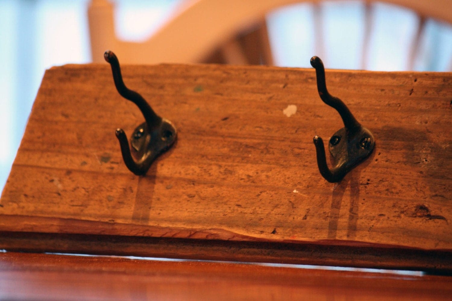 Upcycled Rustic Coat Rack with 4 Hooks Salvaged Reclaimed