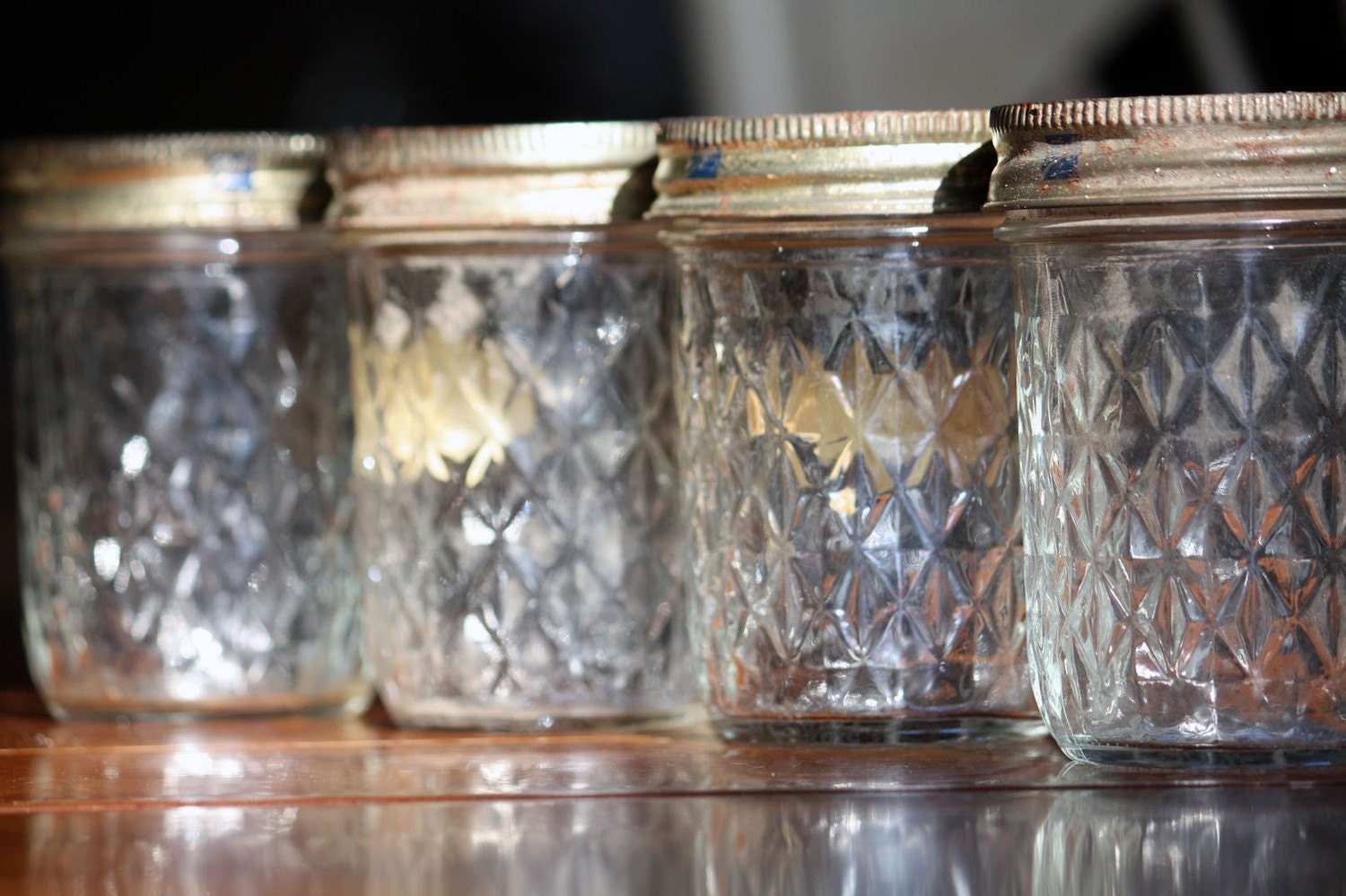 Vintage Ball Quilted Crystal Jelly Jars Set of 4