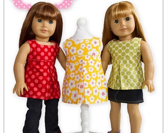 PDF Sewing Pattern for 18 Inch American Girl Doll Clothes - Pleated Sundress, Tunic or Top ePattern