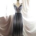 Goddess Soft French Riviera Mystik Prussian Navy Gray Blue Long Dress Dreamy Whimsical Romantic Angel Marie Antoinette Empire Chiffon Gown