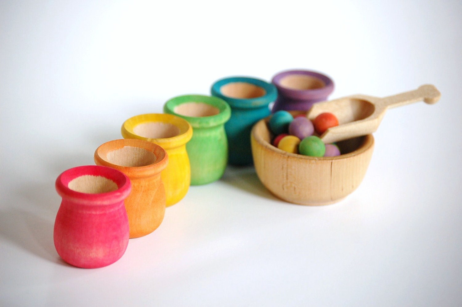 Natural Wood Toy SCOOP & SORT Rainbow Educational by applenamos
