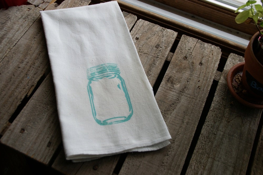 Mason Jar Tea Towel. Unique one of a kind design. by Beagletique