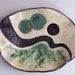 Abstract Ceramic Art Tray Contemporary Green Black Pottery Clay Decorative Dish