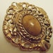 Vintage brooch, regal brooch, agate brooch, pierced goldenbrooch, ornate brooch, 1940s brooch