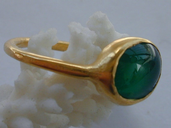 Green Avanturine genuine stone gilded ring in the by salomea100