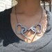 Linked Heart Necklace made from faux leather wallpaper