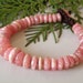 Reserved :Pink stone bracelet - genuine Rhodochrosite smooth discs - brown macrame - Tribal jewelry - Shambhala bracelet