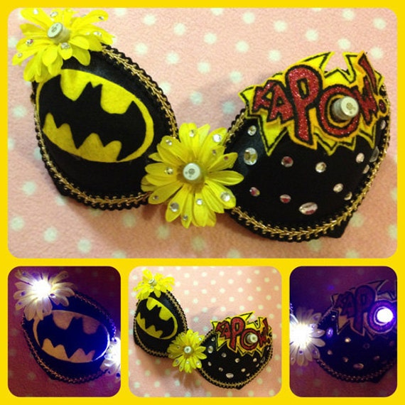 Comic Hero Batman inspired Comic LED bra with