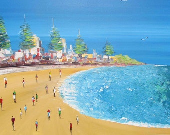 Beautiful Painting - Manly Beach - Australian Original Painting- Seascape art - Ocean artwork - Sea Painting - wall art - home decor