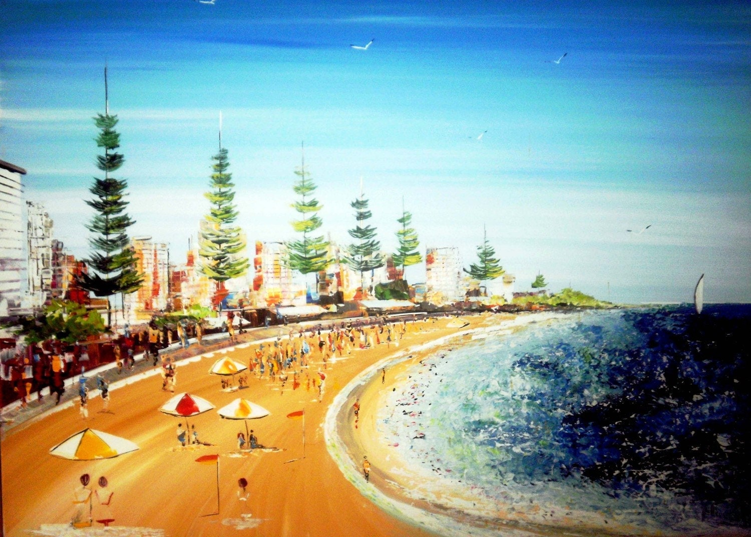 Manly BeachOriginal Acrylic Painting on Cnavas Free