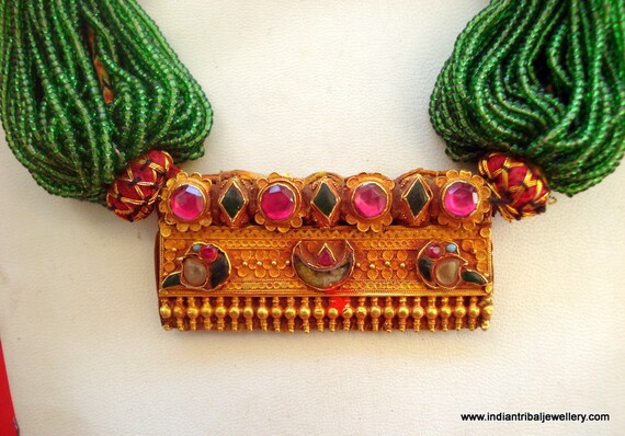 22k gold vintage antique collectible tribal old choker pendant necklace india