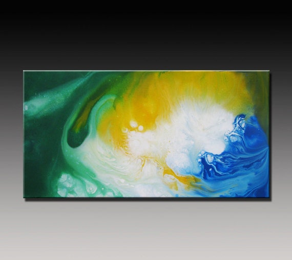 Abstract Painting Abstract Art White Blue Green Yellow Large