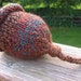 Knitted woodland color tweed preemie, doll or stuffed bear hat