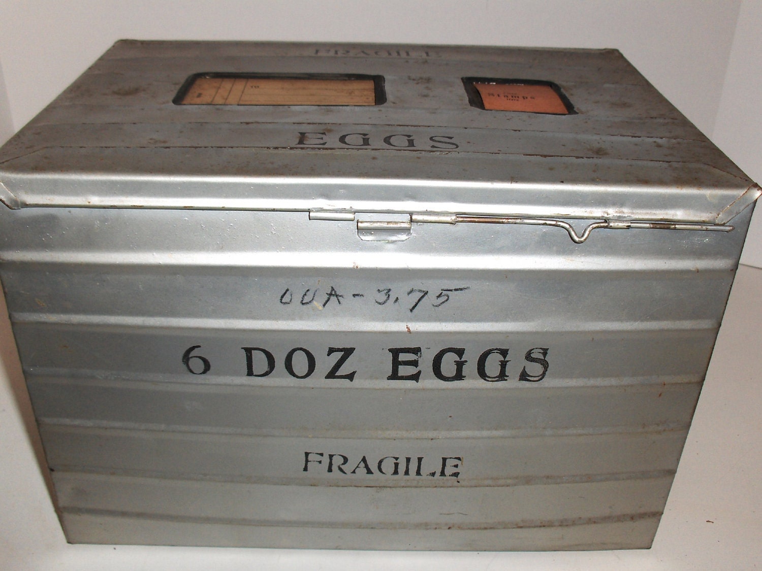 Antique Metal Egg Shipping and Storage Box Crate