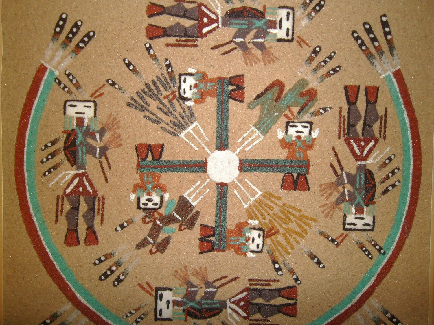 Vintage Native American Navajo Sand Art Sand Painting