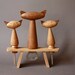 Mid Century Modern Bottle Opener Teak Set with 3 Cats
