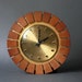 Mid Century Modern Teak and Brass Sunburst German Clock