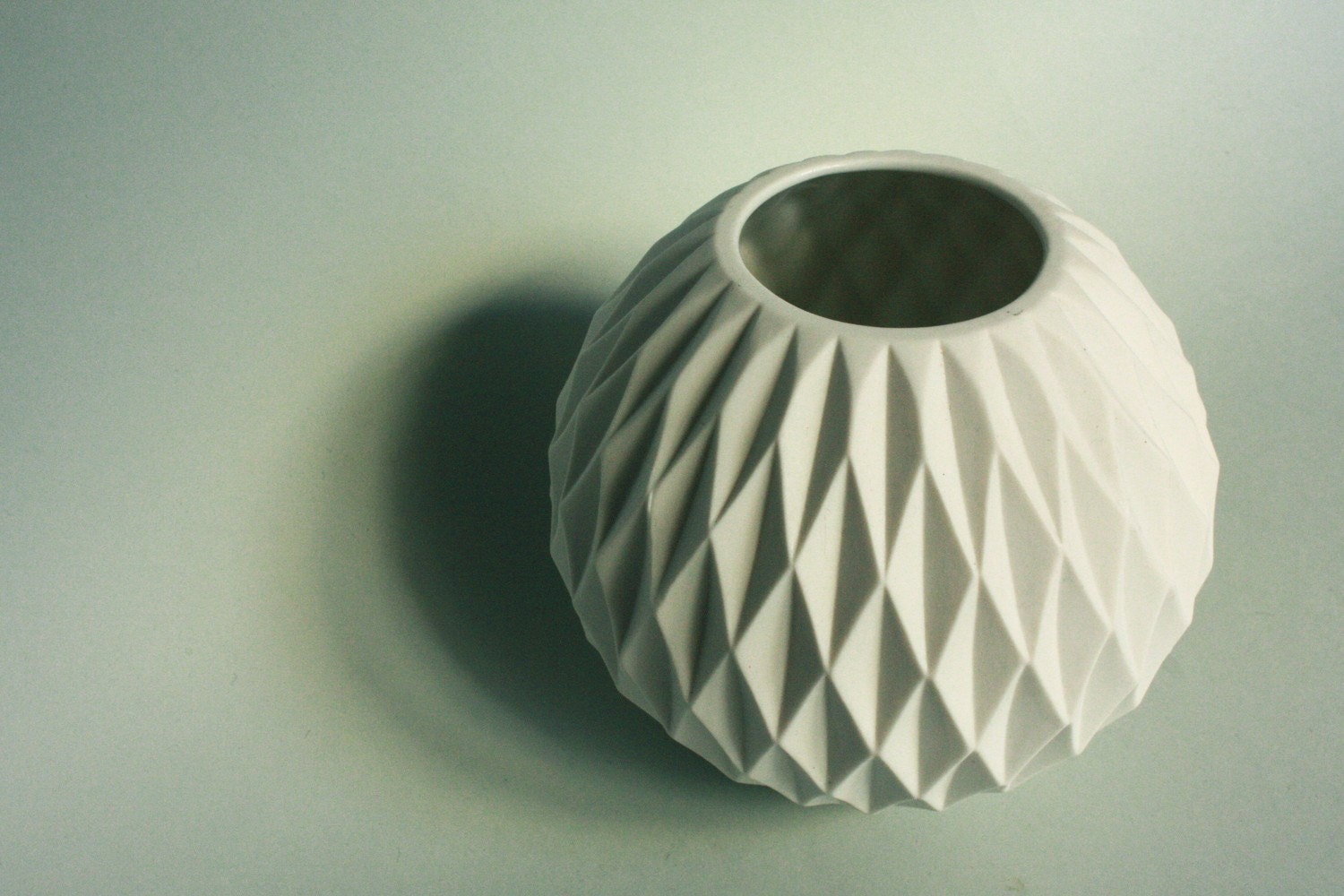 White Matte Porcelain Vase Op Art Thomas