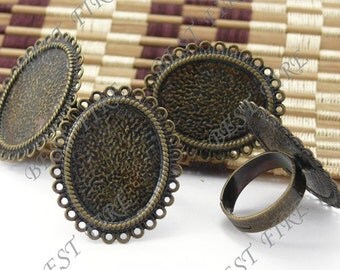 12pcs of Adjustable Antique Brass oval Ring Base 18x25mm