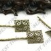 10pcs of Antique Brass bobby pins square filigree pad 63 mm