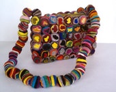 Swirly Pop Felt Bag by YUMMI Unique beautiful fun colorful clutch purse