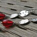 Red earrings, sterling silver and glass