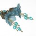 Deep Teal Earrings, Teal Blue Dangle, Lucite Flower Drop Earrings, Bridal Jewelry, Floral Accessories