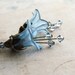 Blue Flower Earrings, Dangle Earrings, Drop, Beaded, Teal, Smoke Swarovski Beads, Floral jewellery, Handmade Earrings
