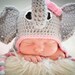 Elephant Earflap Beanie Hat with Pink Flower/Baby Shower Gift/Photography Prop/Halloween Costume