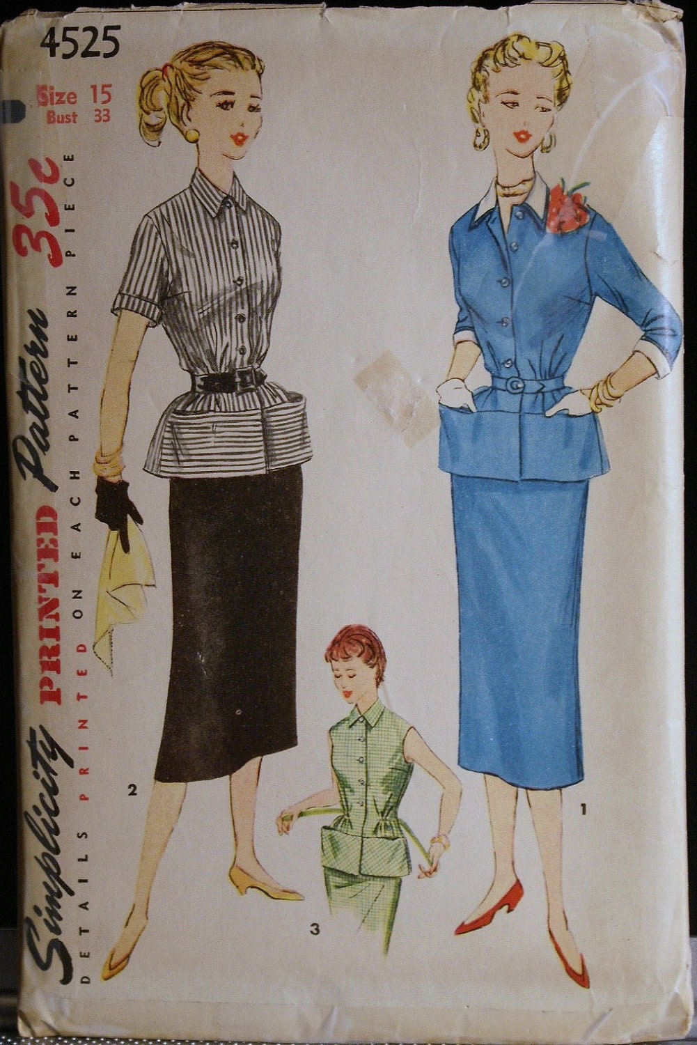 Vintage 1950s Sewing Pattern Womens Two Piece Suit Dress