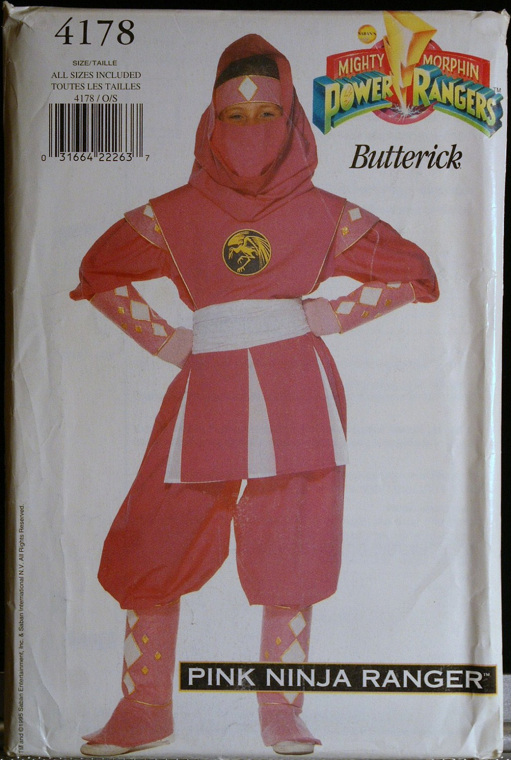 Pink Power Ranger Costume Pattern Girls Butterick 4178 Sz XS